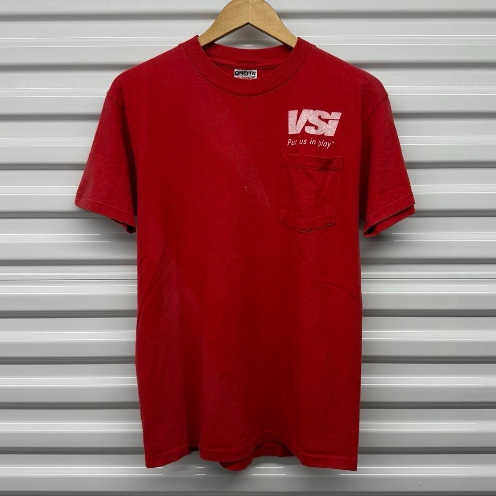 VTG 80's Body Glove VSI Faded Selvedge Pocket T-Shirt Size M